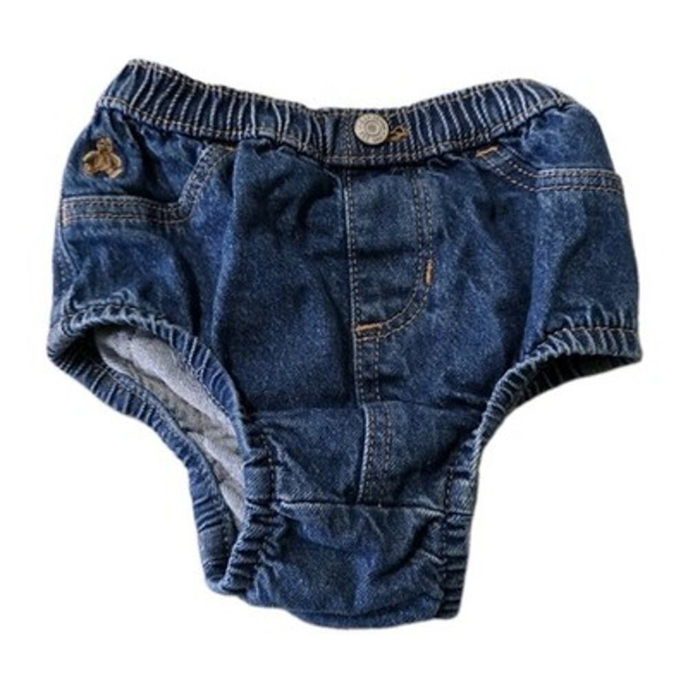Vintage Gap Denim Bloomers Size 18-24m Blue Jean 90s Y2K Teddy Bear Stretch